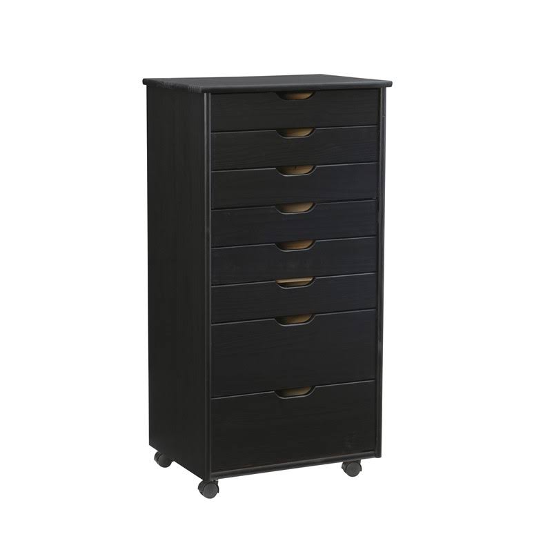 Black 8 Drawer Wood Rolling Storage Cart W586