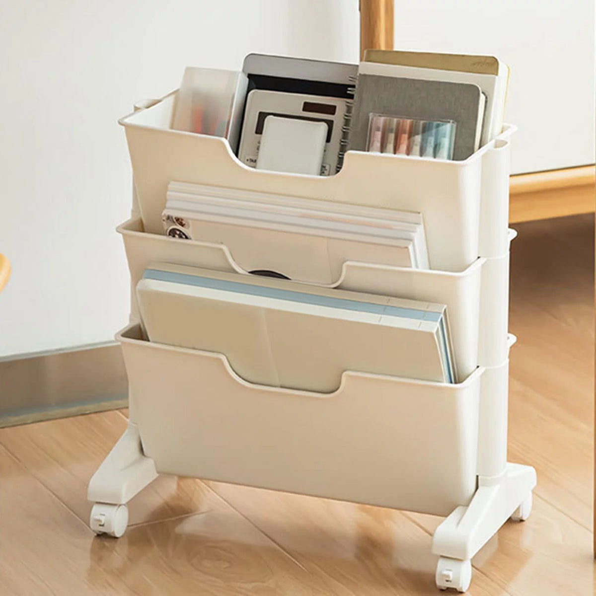 3 Tier Rolling Bookshelf with Caster Wheels X405983