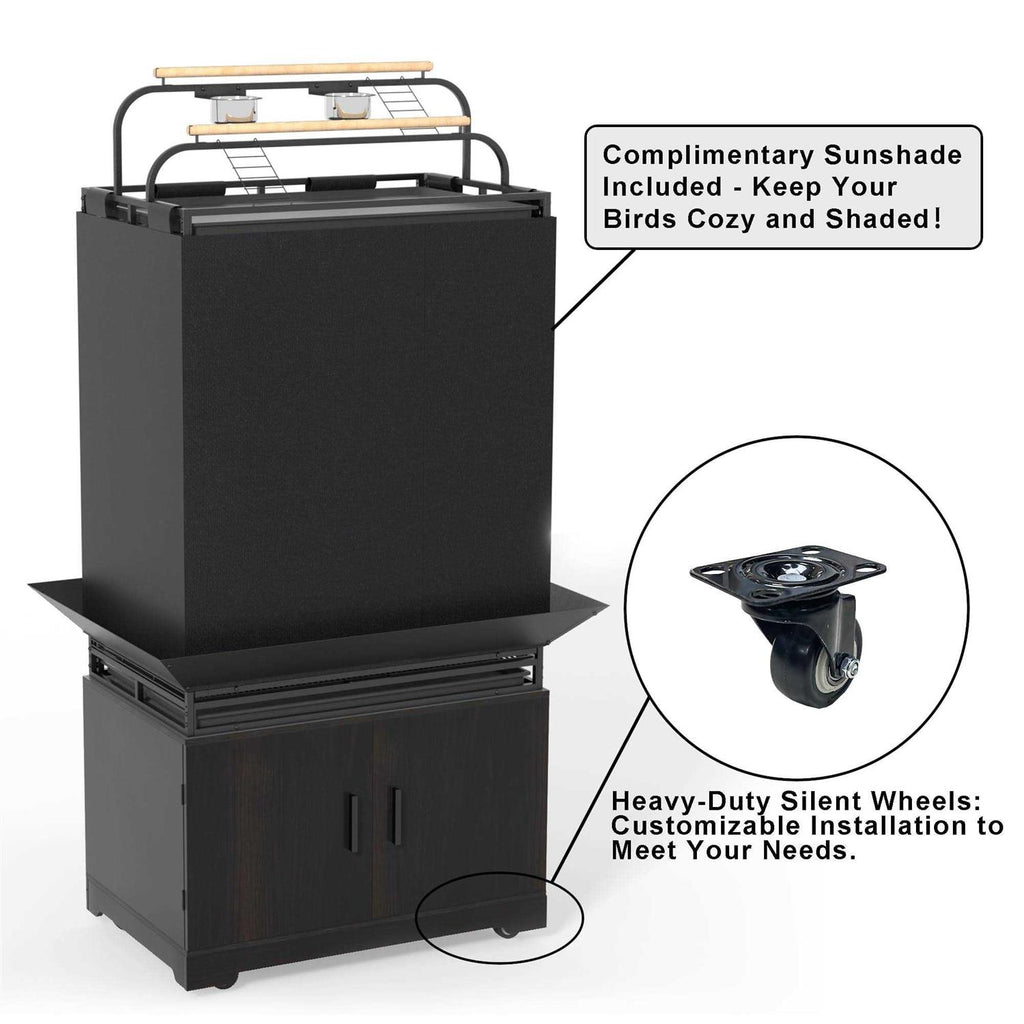 71-Inch Extra Large Bird Cage with Play Top and Rolling Storage Cabinet C88927