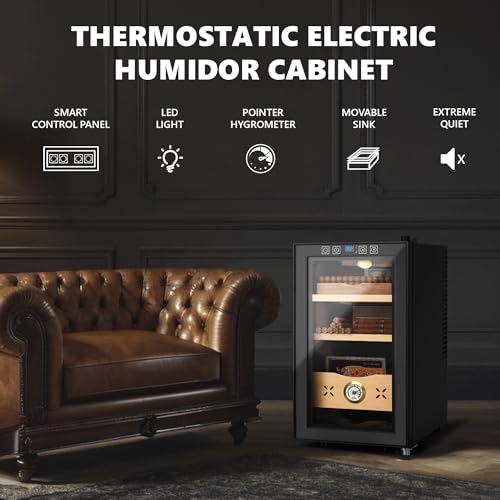 Electric Cigar Humidor Cabinet with Spanish Cedar Wood, 4 Layers S11874