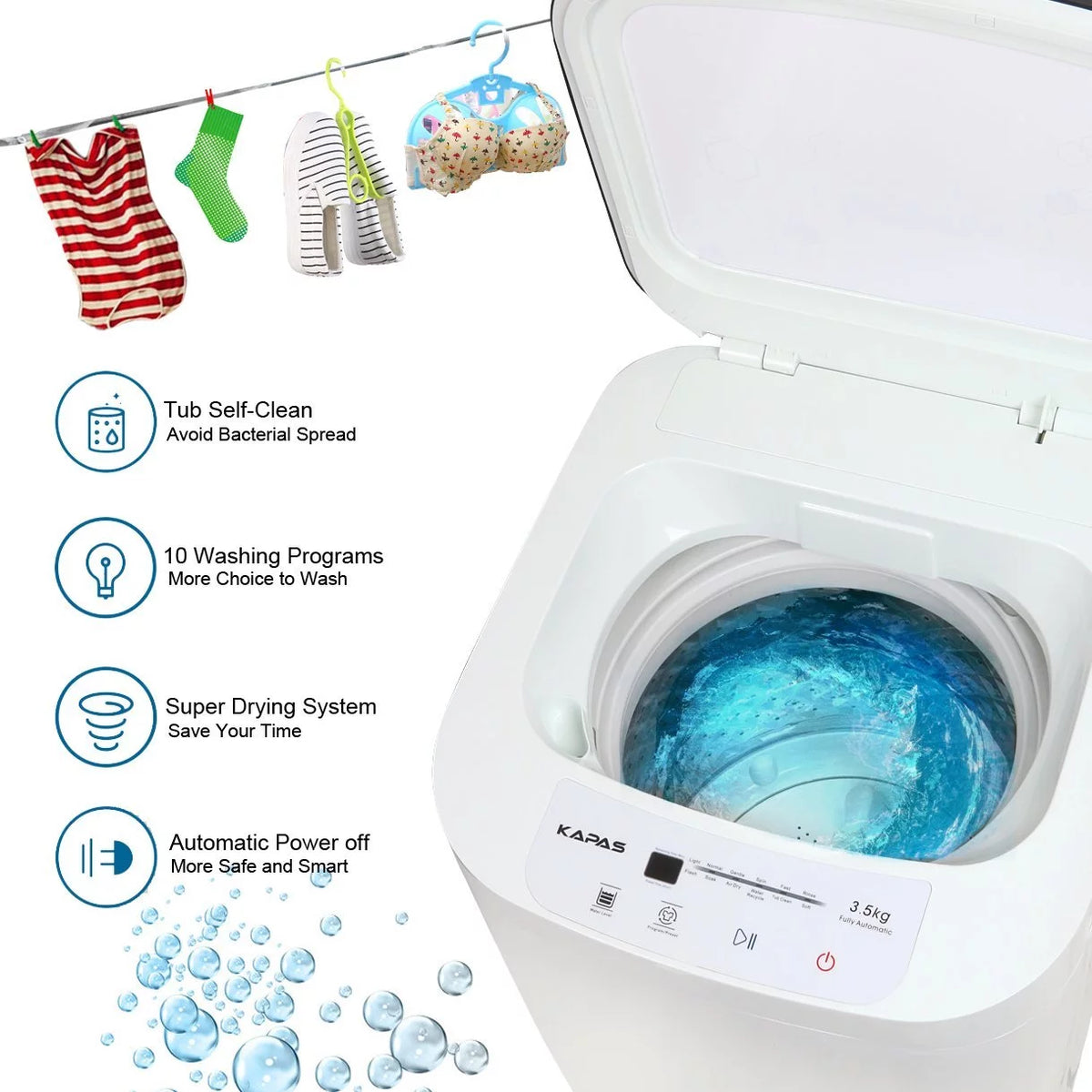 Fully Automatic 2-in-1 Washer & Dryer Machine 8 lbs. Capacity White R4872