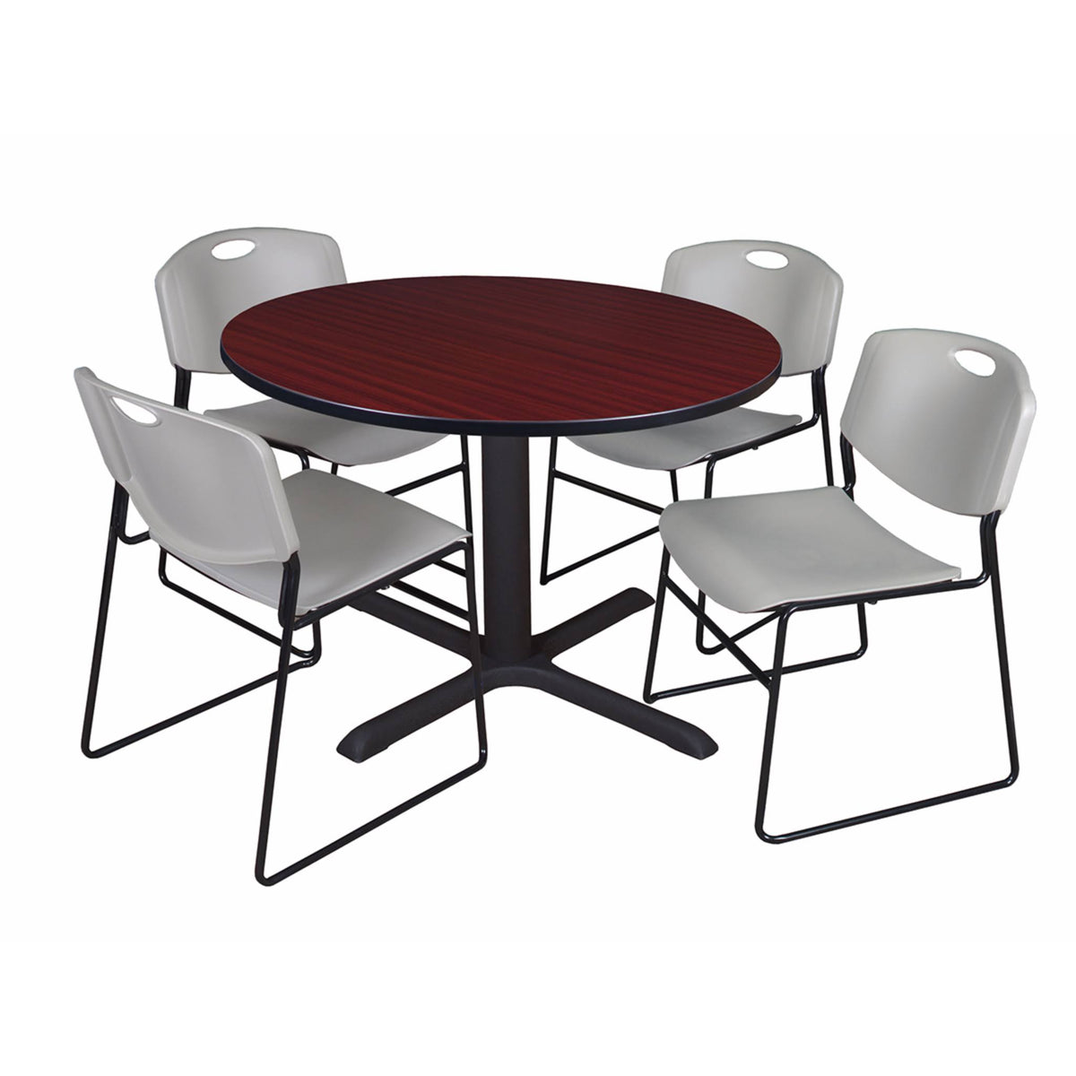 Round Breakroom Table and 4 Stack Chairs G66642