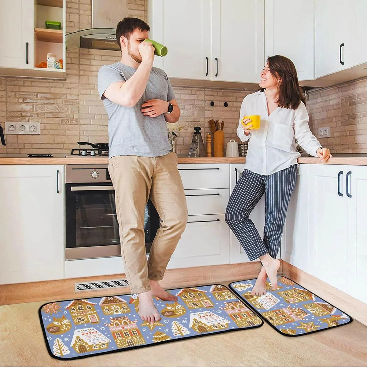 Christmas Cookies Kitchen Mats Set of 2 Non Slip Comfort Mat D3805