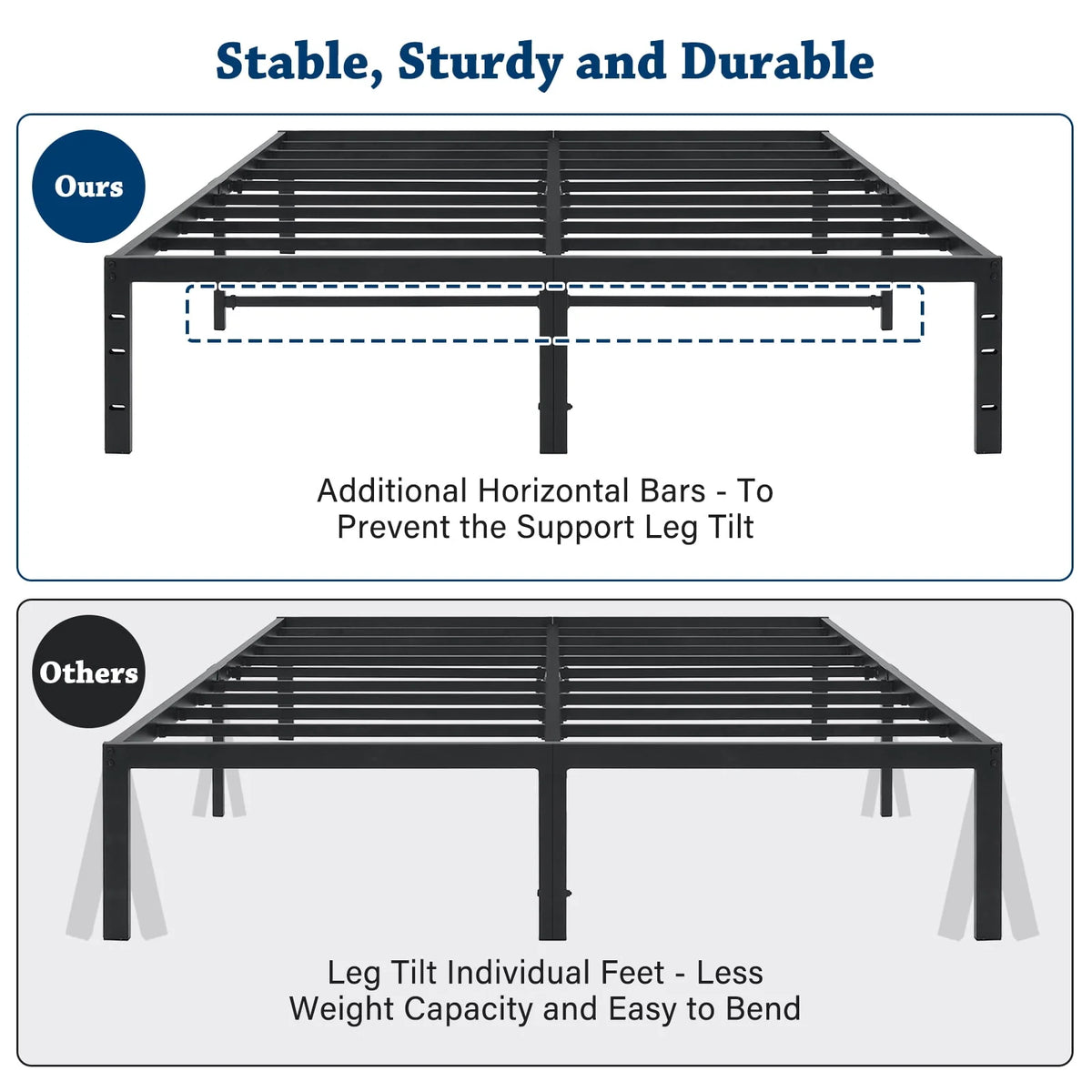 Full Size 18 inch Heavy Duty Metal Platform Bed Frame W372