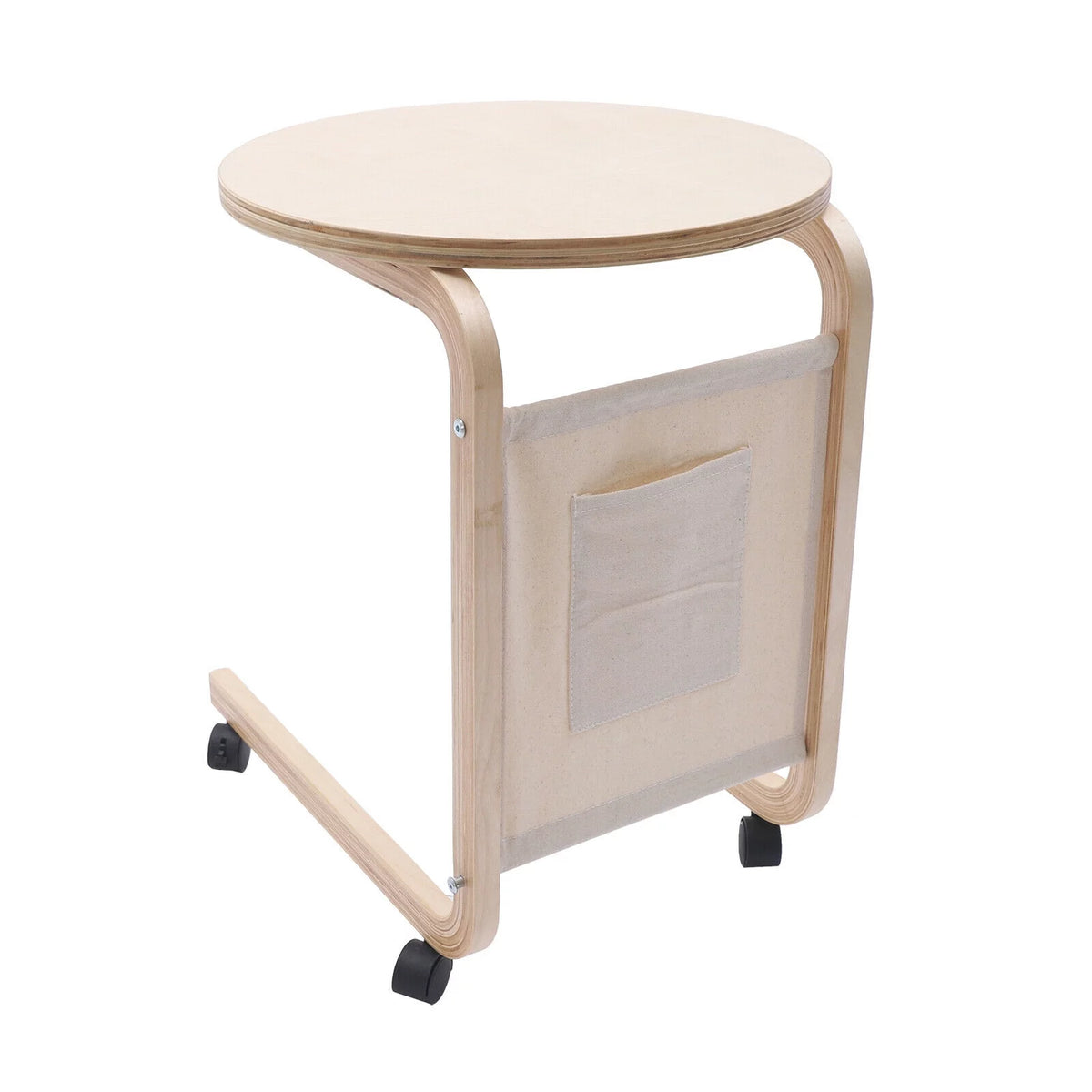 C-shaped Sofa End Side Table with Side Pocket H58264