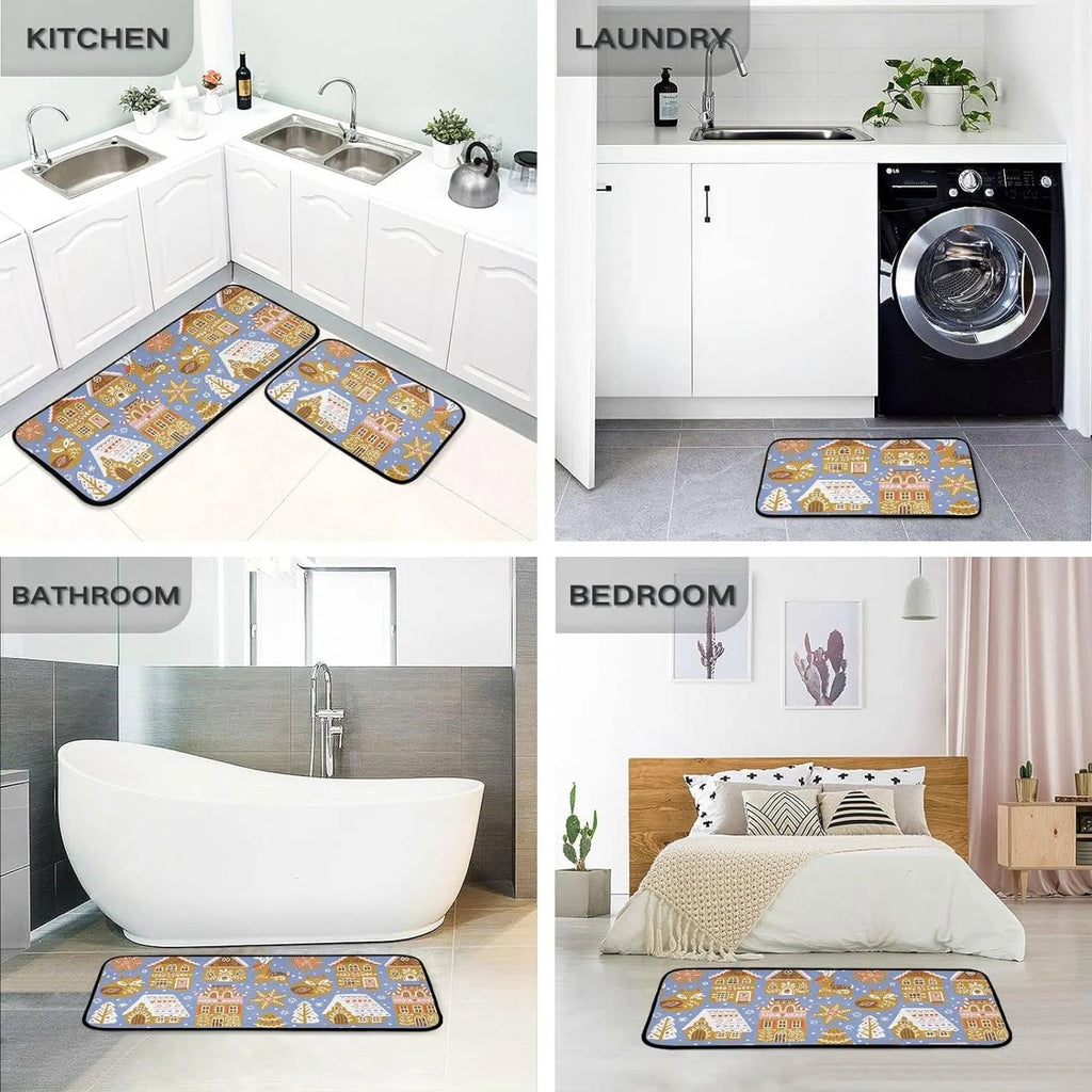 Christmas Cookies Kitchen Mats Set of 2 Non Slip Comfort Mat D3805