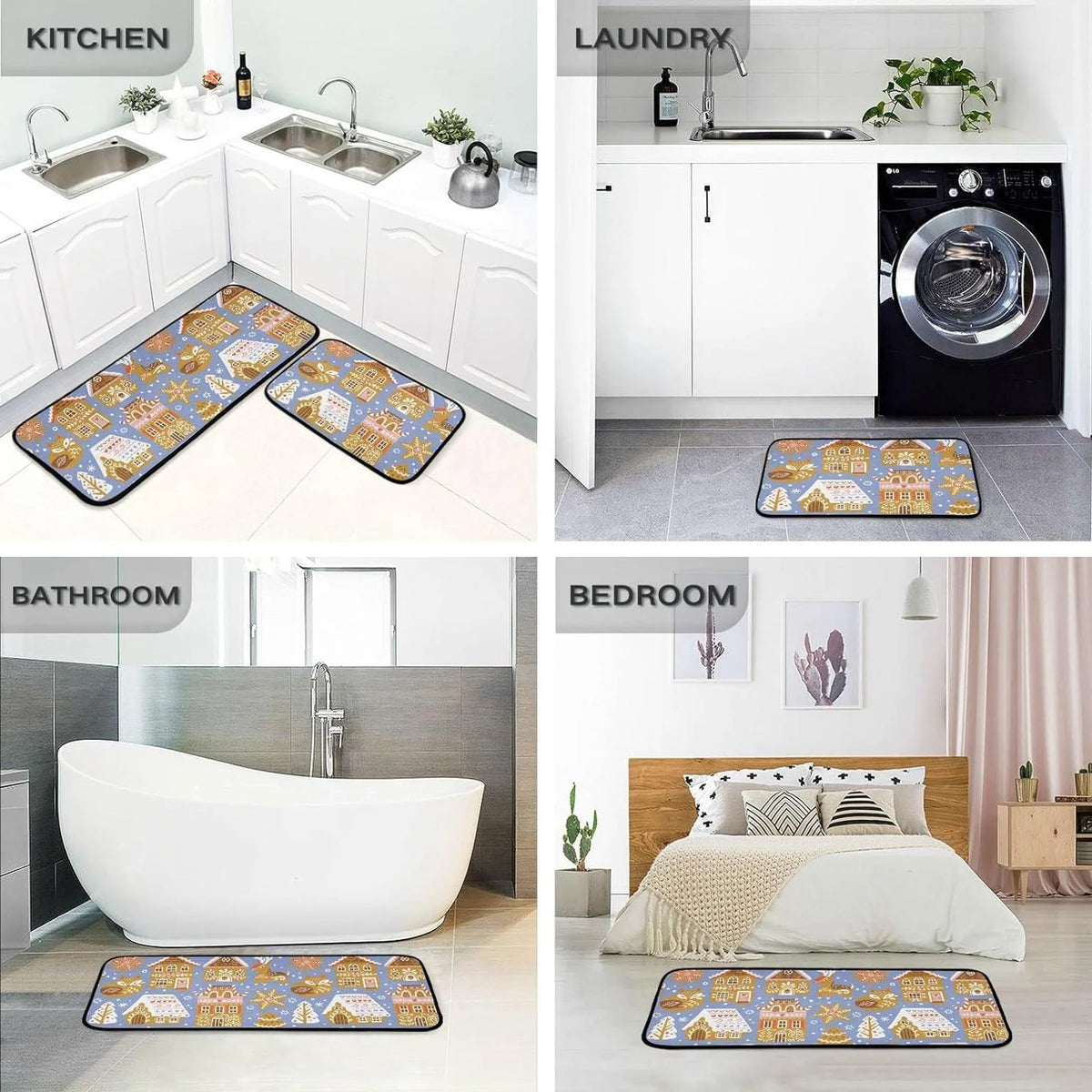 Christmas Cookies Kitchen Mats Set of 2 Non Slip Comfort Mat D3805
