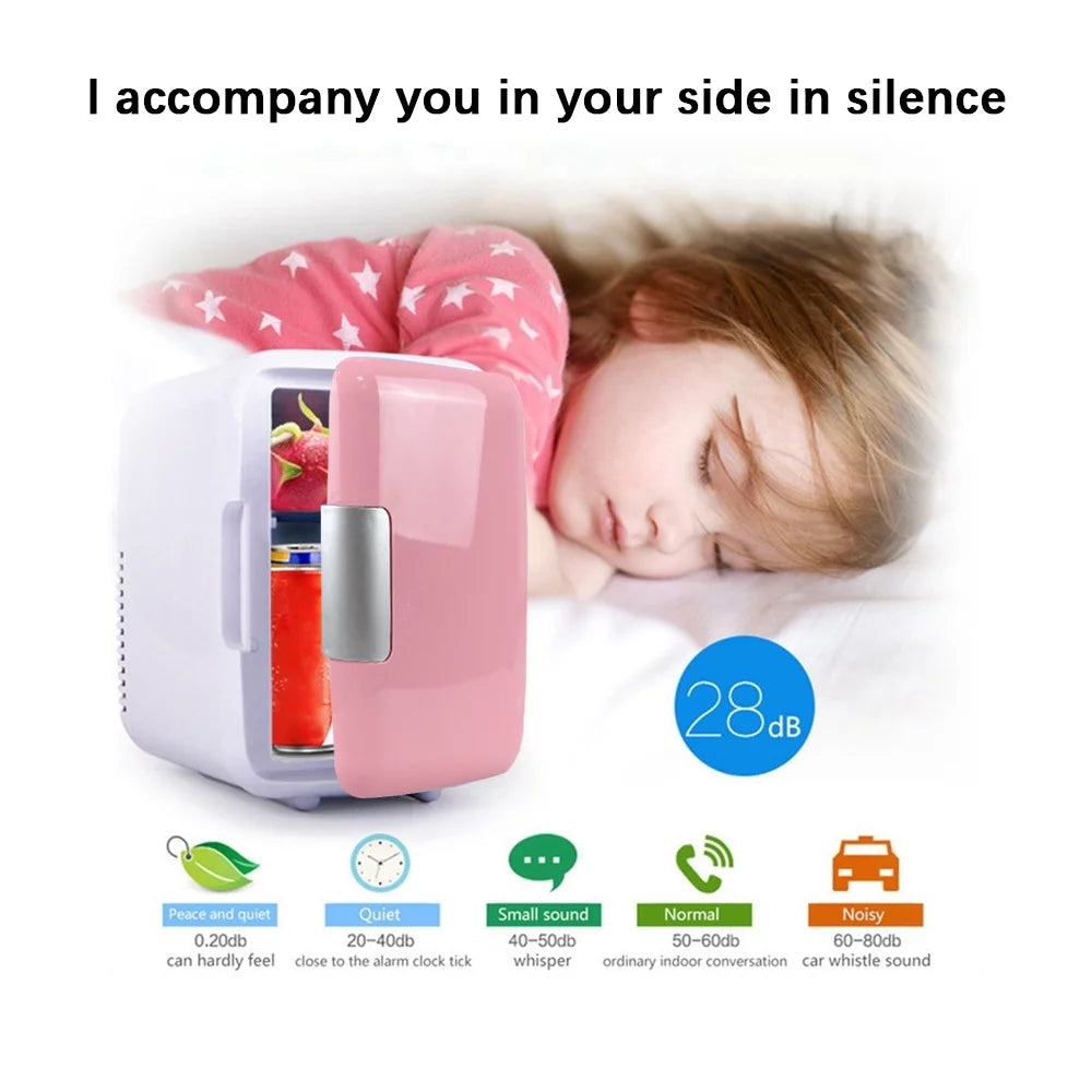 Portable 4L 6 Can Pink Mini Fridge I8346