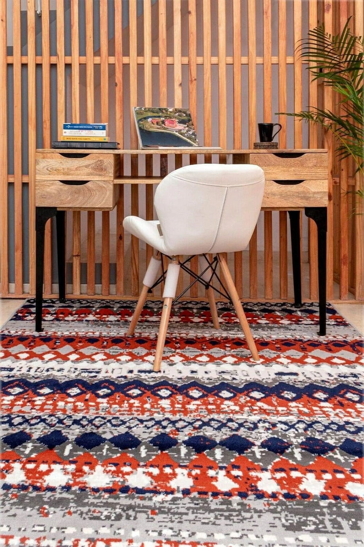 Light Grey Geometric Pattern Runner Rug H1809