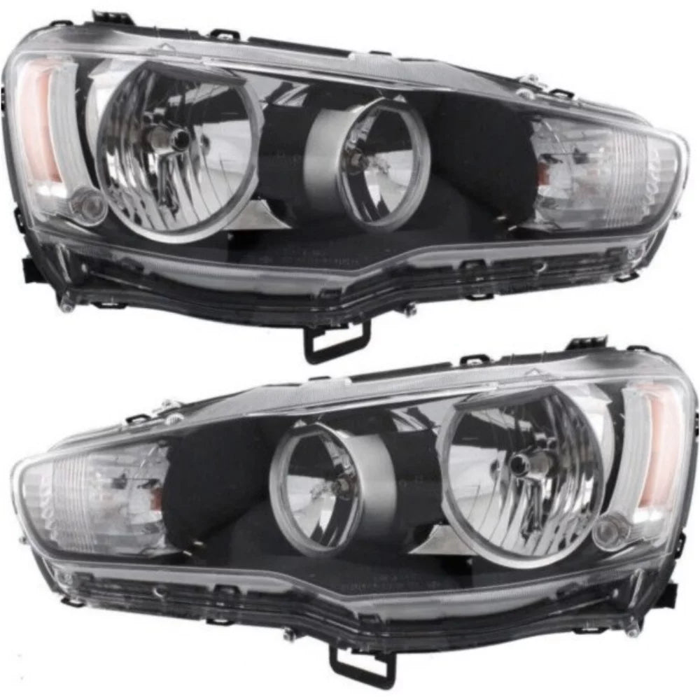 2008-2014 Lancer EVO X Headlights Headlamps Chrome Bezel Left+Right E254