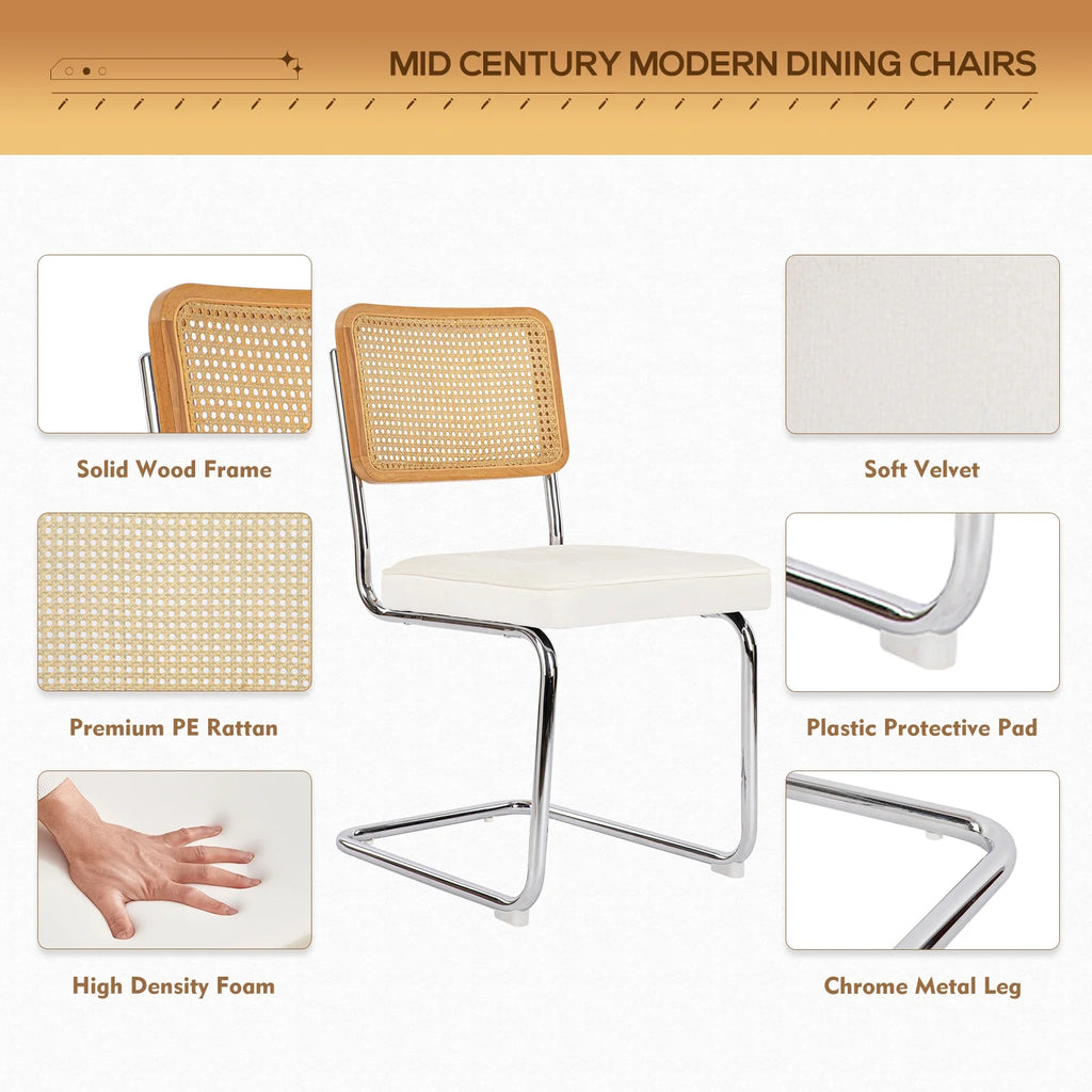 Beige Velvet Dining Chairs Set of 6 Q1453