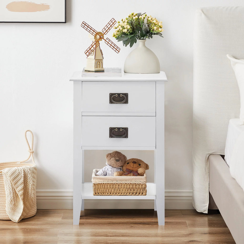 3-Piece Bedroom Set with 7 Drawers LED Dresser and 2 Nightstands, White I6316