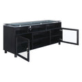 72" Black Engineered Wood TV Stand with Tempered Glass R15181