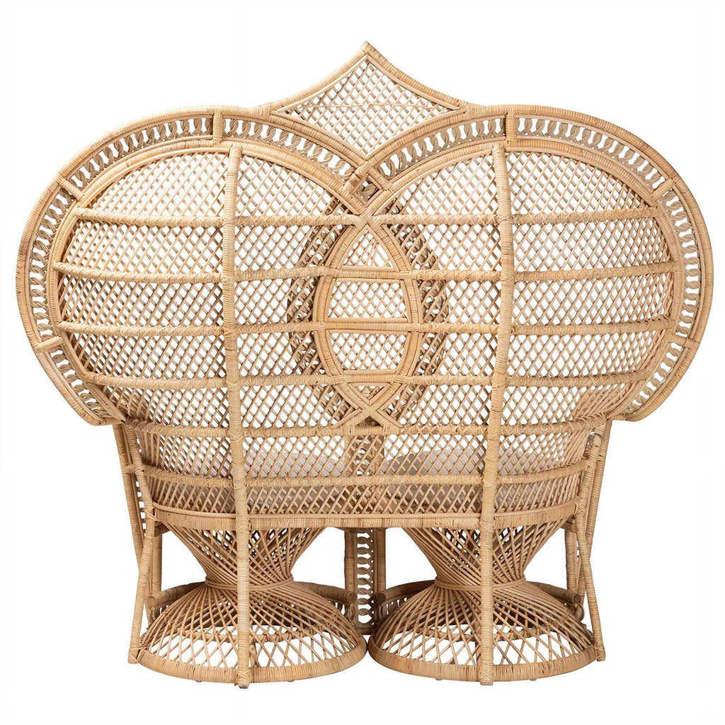 Natural Brown Rattan Two-Seater Peacock Chair Q7584
