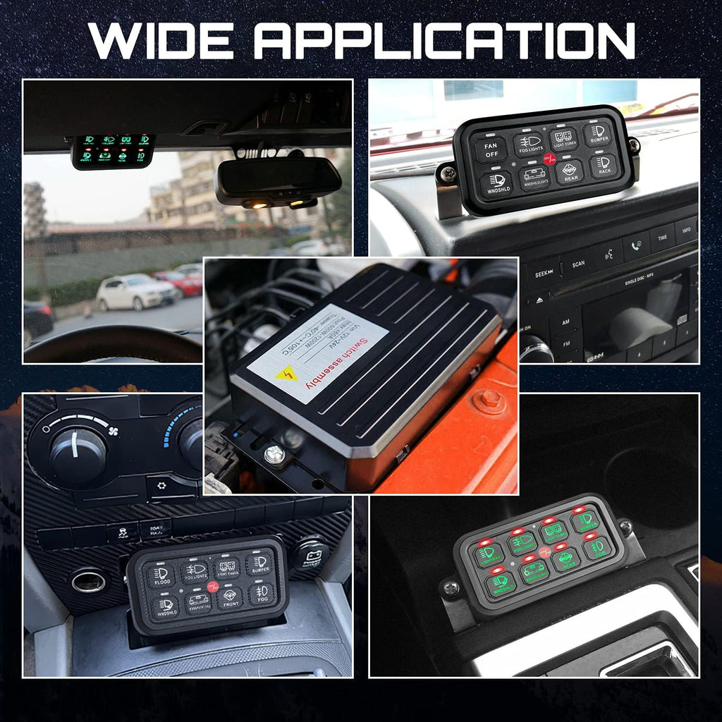 8 Gang LED Switch Panel with Label Stickers A987404