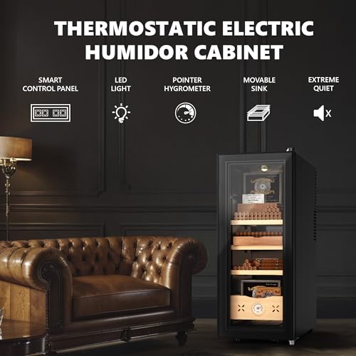 Electric Cigar Humidor Cabinet with Spanish Cedar Wood, 4 Layers S11874