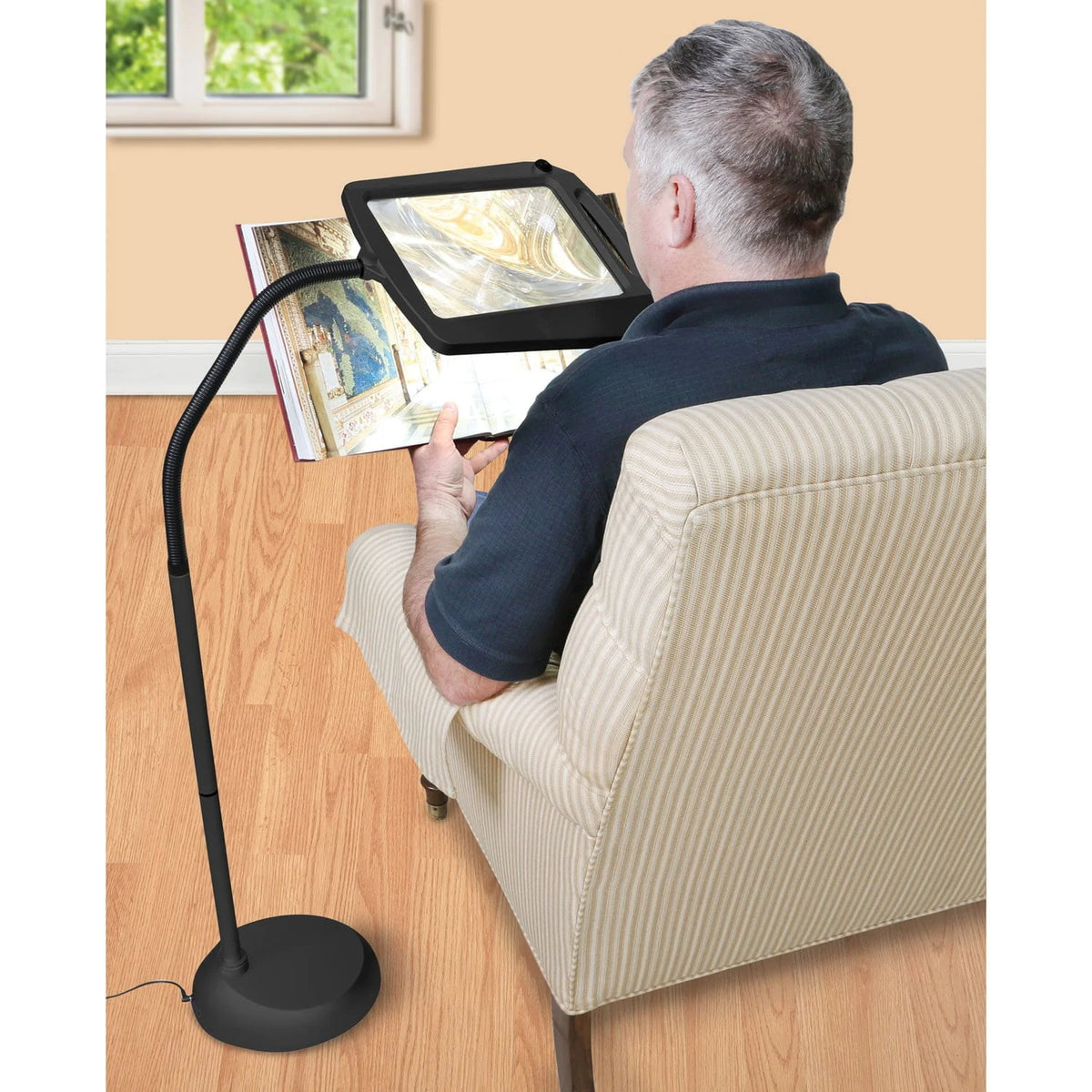 Bronze LED Illuminated Floor Magnifier Lamp B8568