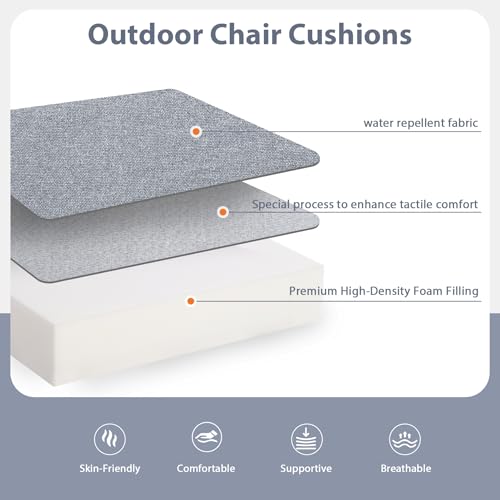 Water-Resistant High Density Foam Outdoor Chair Cushions Set of 4 Blue J4822
