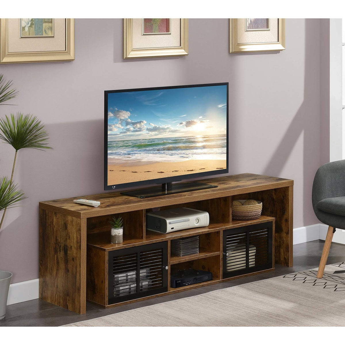 60 inch TV Stand with Storage Cabinets and Shelves T4633