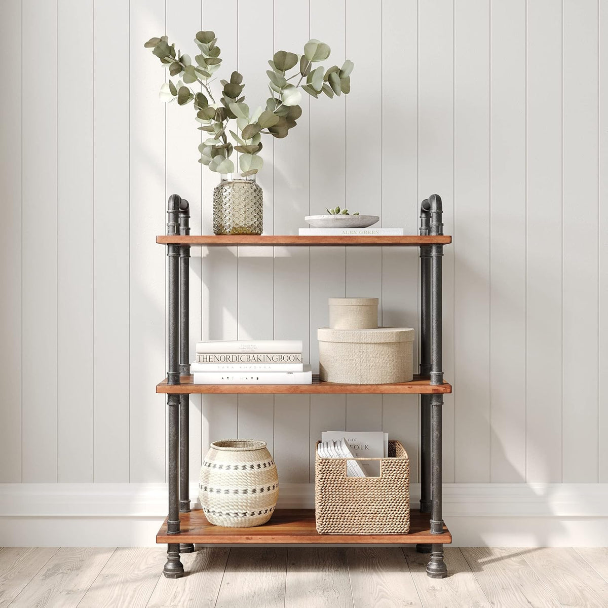 3-Tier Pine Wood Etagere Bookcase L66224