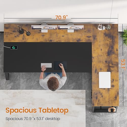 71 in Reversible L Shaped Desk with File Drawers L237