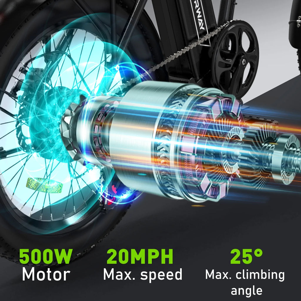 20" Fat Tire Foldable Electric Bike with 500W Battery J20338