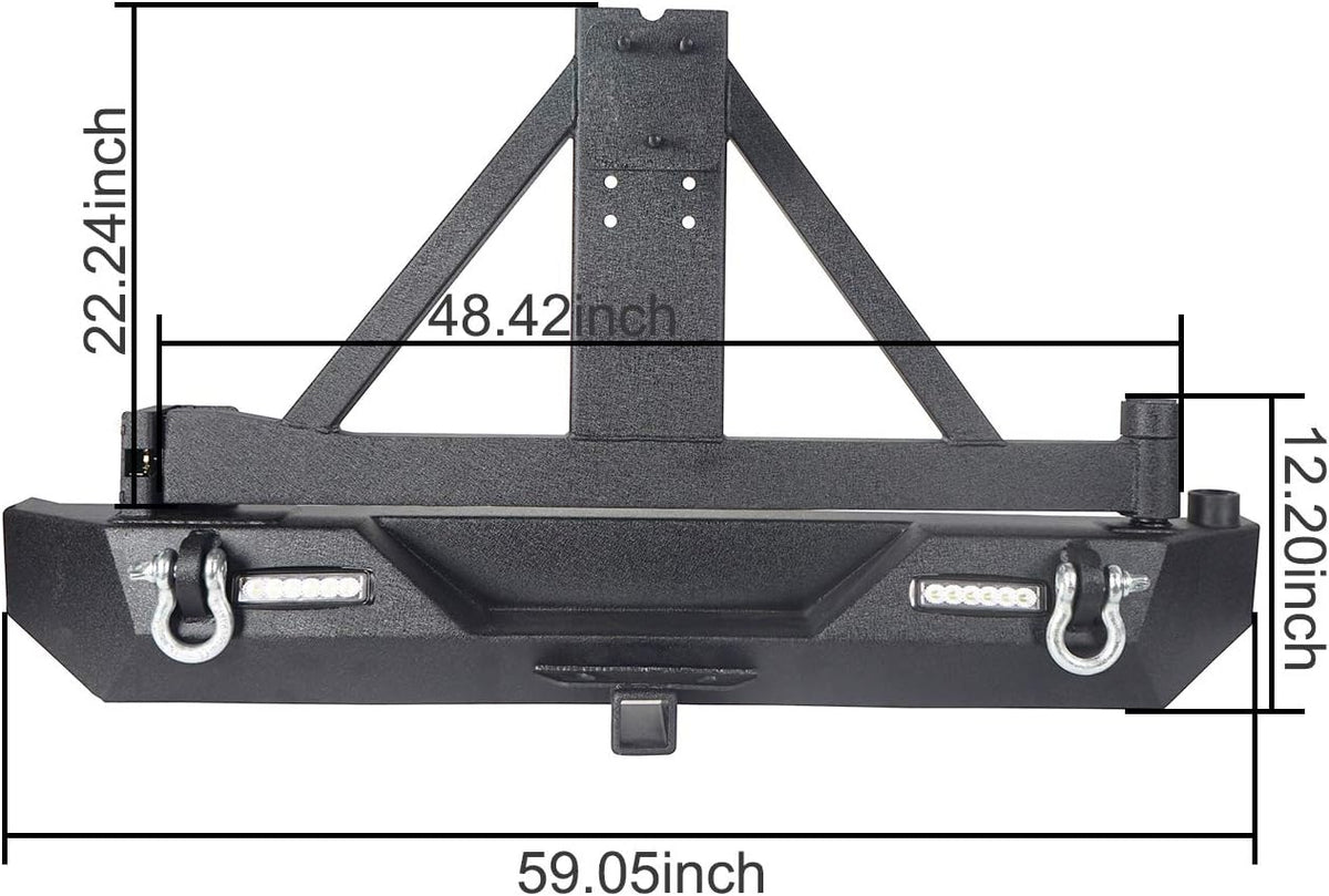 Front Bumper & Rear Bumper Combo with Tire Carrier Set Q659