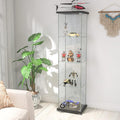 Glass Display Cabinet 4 Shelves with Door White S293