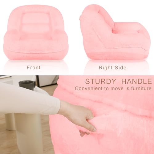 Pink Plush Bean Bag Chair with Armrests W956113