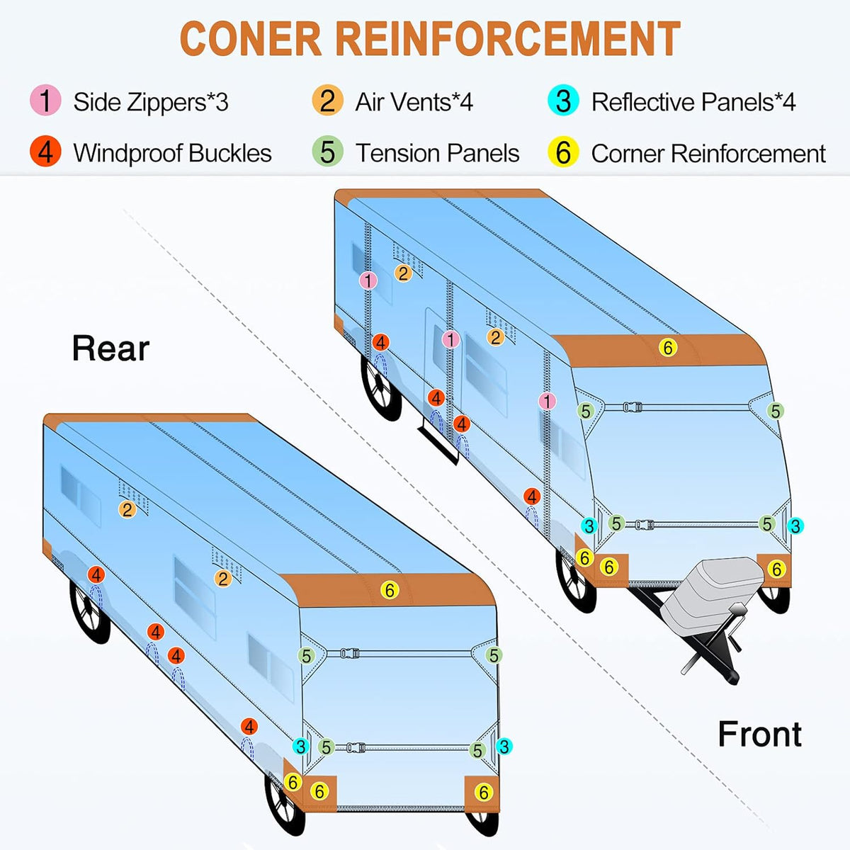 Heavy Duty 5 Layers Anti-UV Travel Trailer Cover 31'1 - 34' H27162