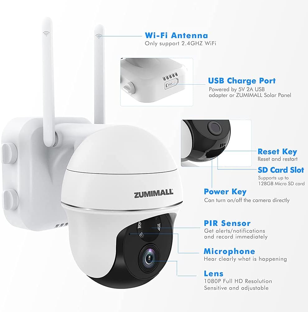 Wireless Outdoor Security Cameras with 360° PTZ, Battery Powered, 1080P Night Vision, IP66 Waterproof U3964
