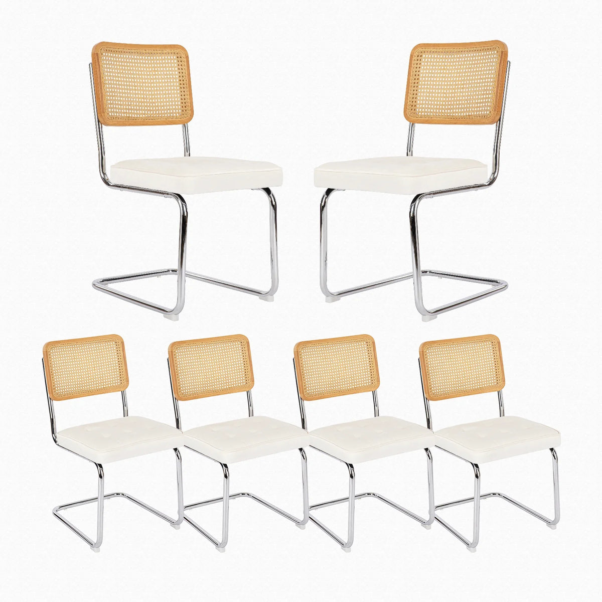 Beige Velvet Dining Chairs Set of 6 Q1453