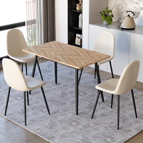 Dining Table and Chairs Set with 4 Fabric Chairs V532312