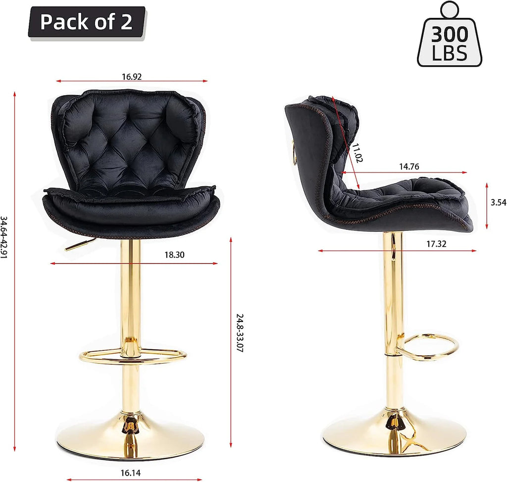 Velvet Swivel Barstool Set of 2 A788