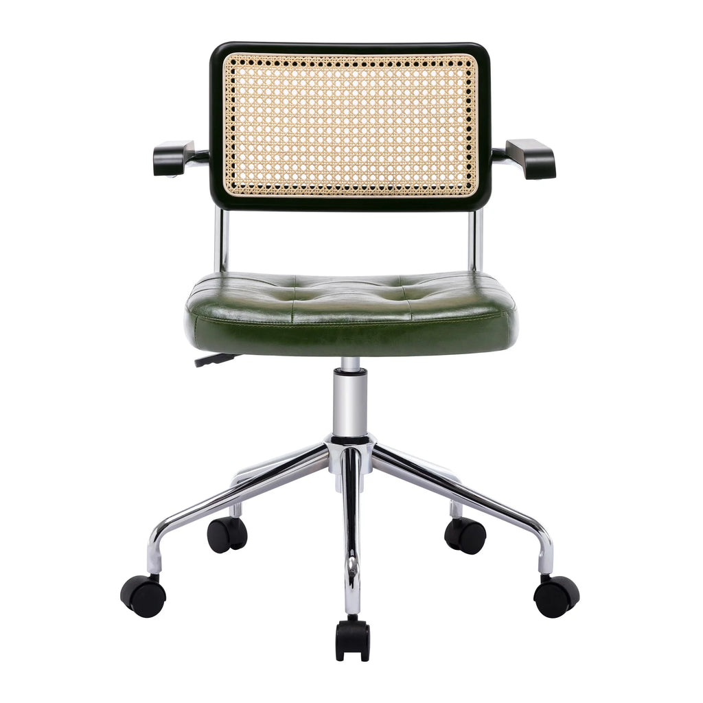 Green Faux Leather Swivel Office Chair with Arms T35371