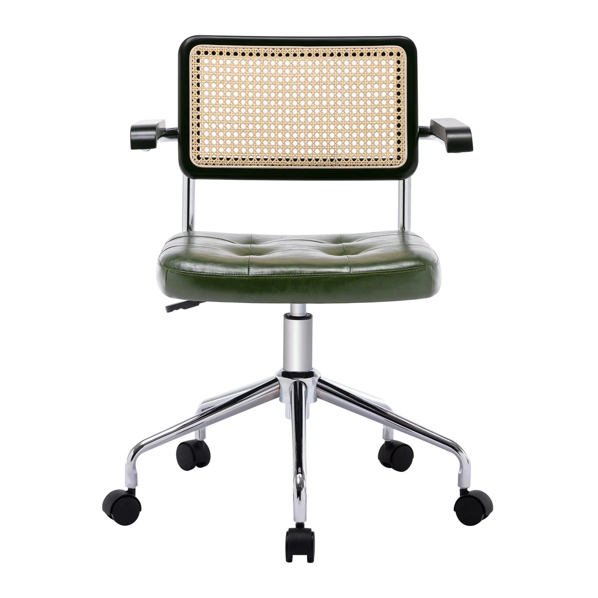 Green Faux Leather Swivel Office Chair with Arms T35371