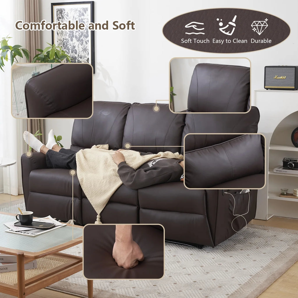 Brown 3 Seater Power Recliner with Massage and Heat I3282