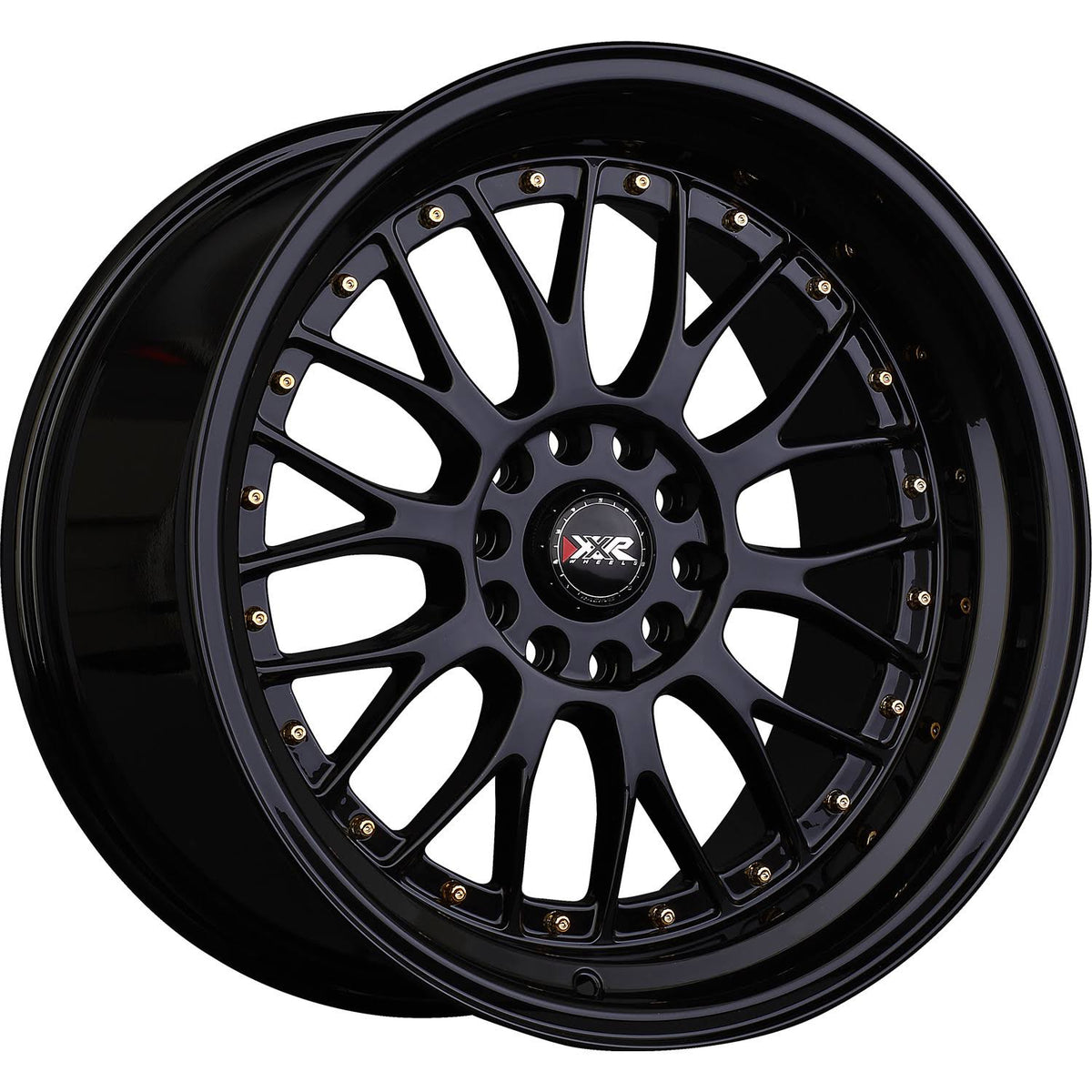 20x10.5 5x114.3/5x120 30et Black Gold Rivets Wheel H8755