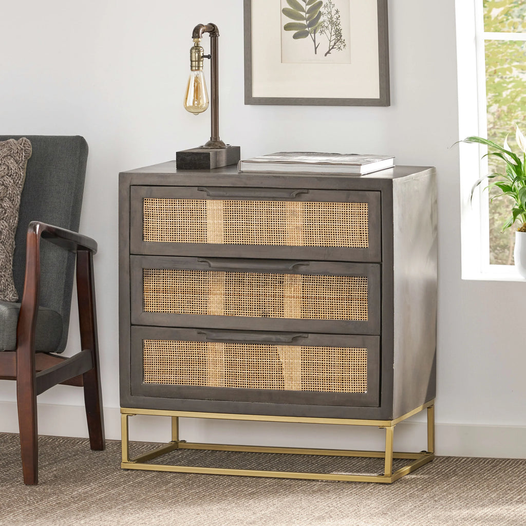 Handcrafted Mango Wood 3 Drawer Cabinet S891220