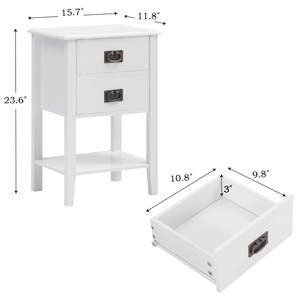 3-Piece Bedroom Set with 7 Drawers LED Dresser and 2 Nightstands, White I6316