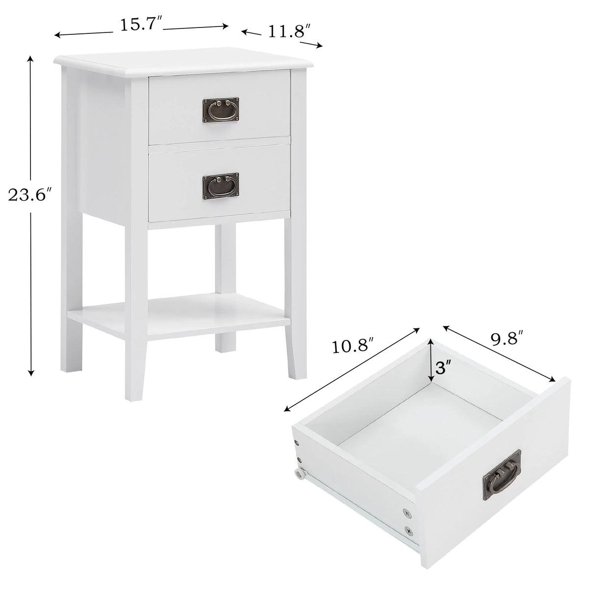 3-Piece Bedroom Set with 7 Drawers LED Dresser and 2 Nightstands, White I6316
