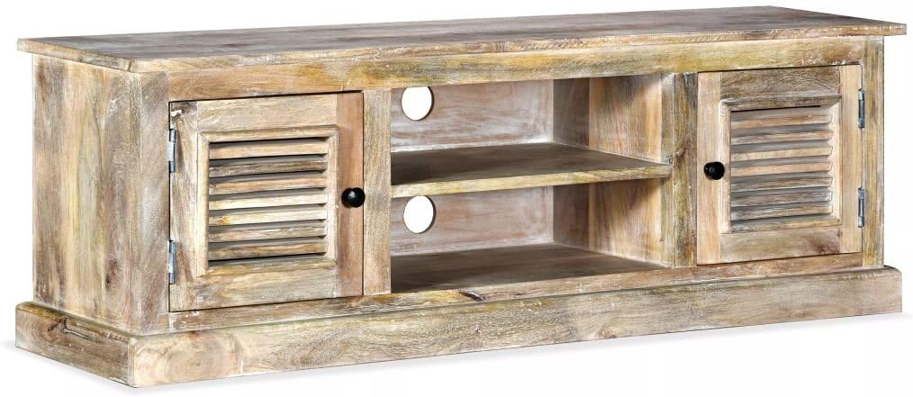 White Solid Mango Wood TV Cabinet F533975