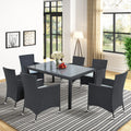Outdoor PE Rattan Wicker Dining Set of 7 with 6 Chairs H100