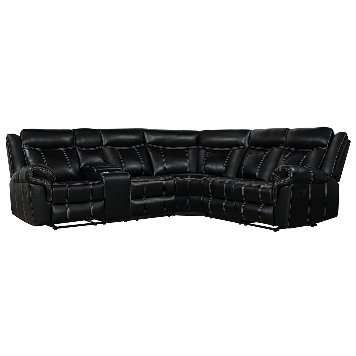 Black Manual Recliner with Cup Holder and Storage I82228