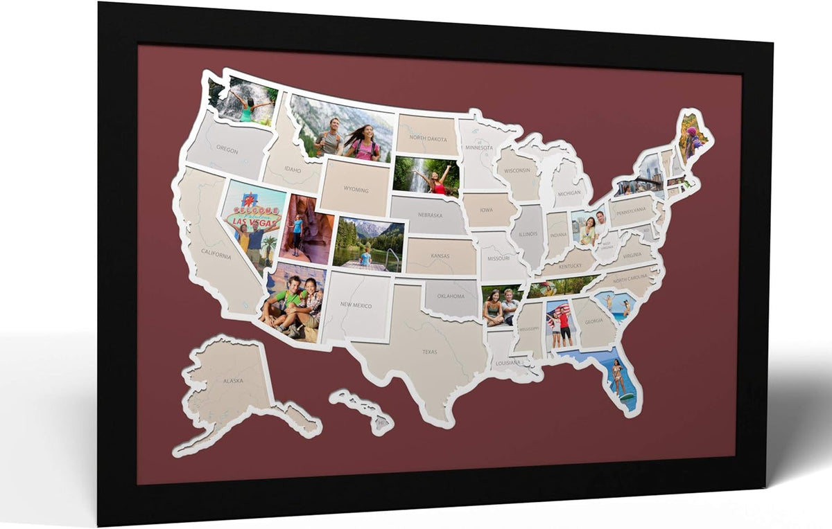 USA Photo Map Black Frame L786