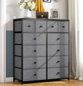 Pink 12 Fabric Drawers Dresser with Wood Top M979541