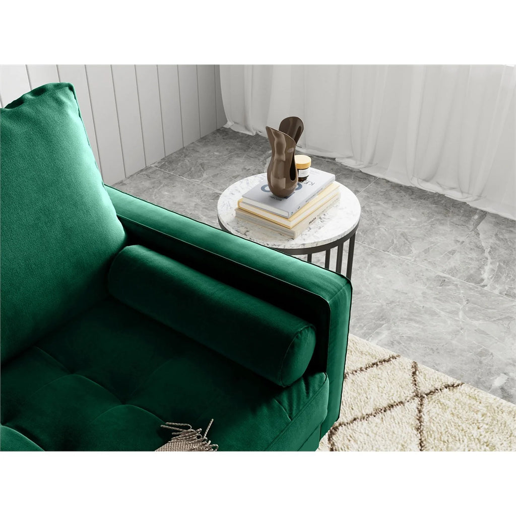 Green Velvet Upholstered Loveseat V49646