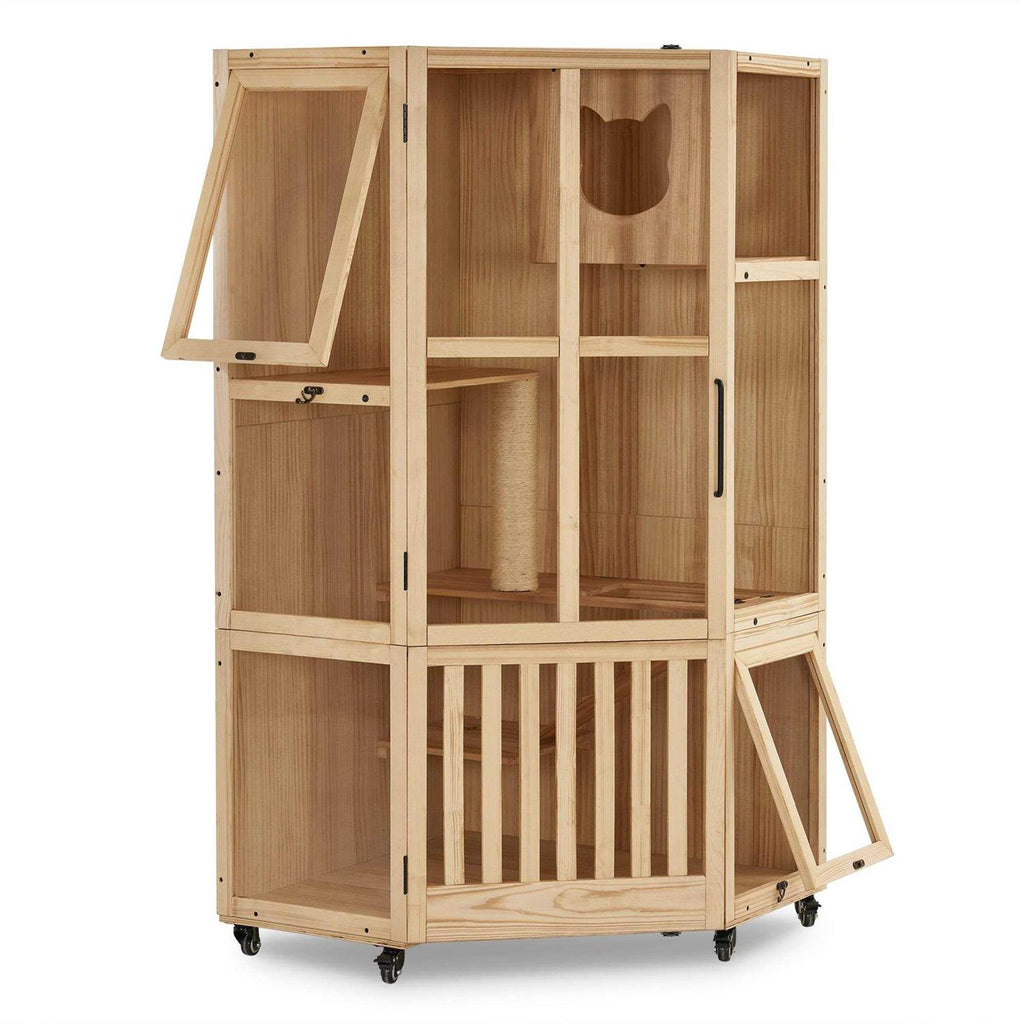 Large Corner Cat House with Scratching Post F2644