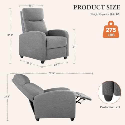 Dark Grey Massage Recliner Chair with Lumbar Support U74346