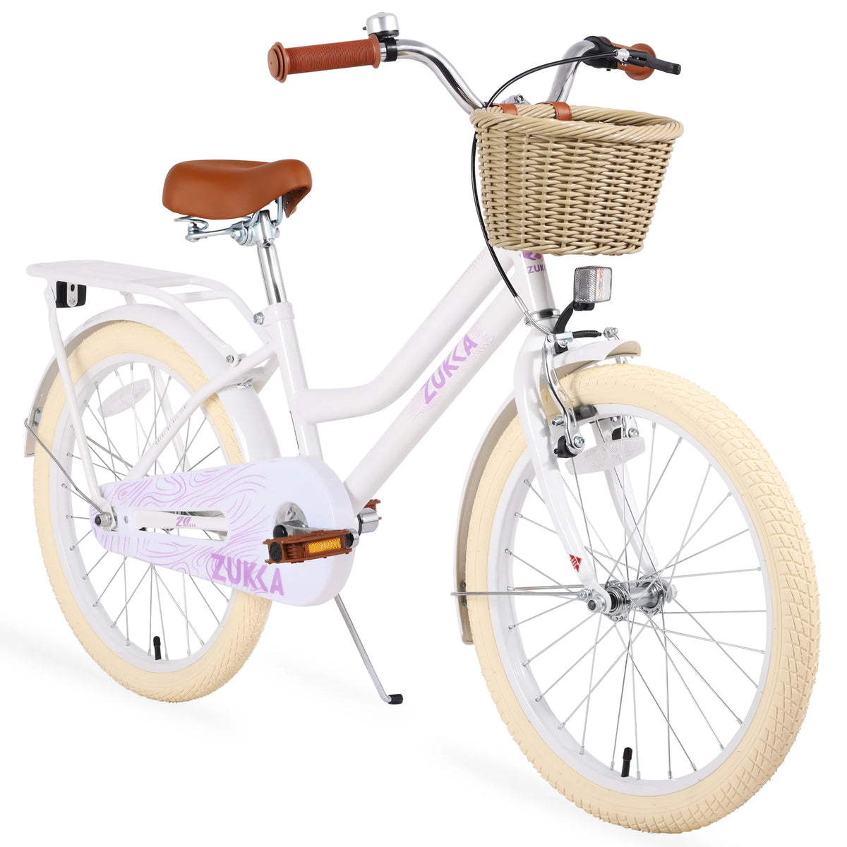 White 20 Kids Bike with Basket and Coaster Brake U9848